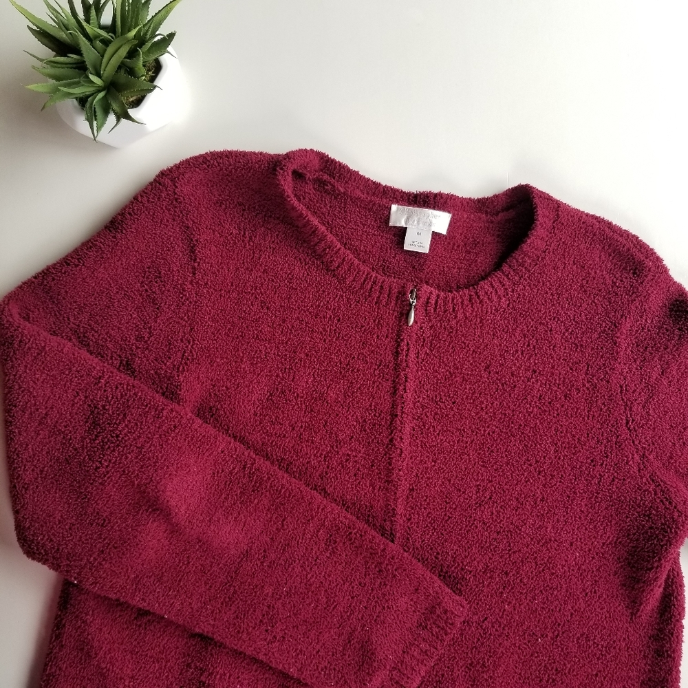 Christopher & Banks Women's Red Zip Sweater Jacket